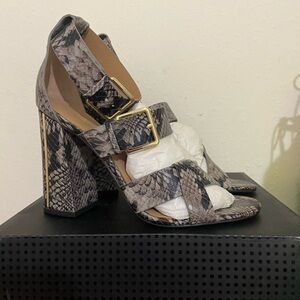 Snakeskin Block Heel Sandals
